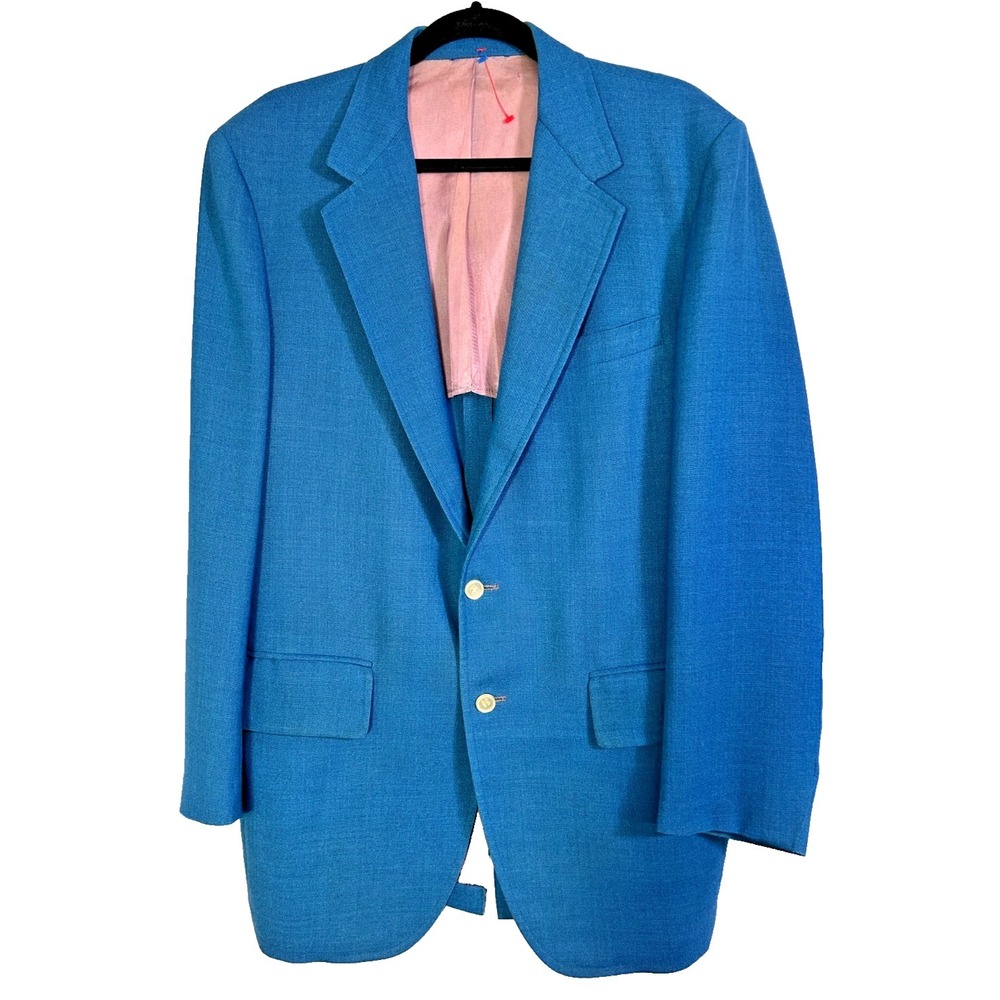 Vintage Goldsmiths of Palm Beach Mens 2 Button Blue Retro Mod Blazer Jacket
